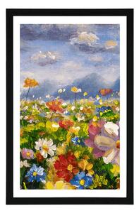 Plakat z passe-partout obraz olejny dzikie kwiaty