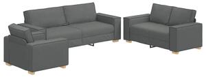 Sofa 3 szt. ciemnoszary tkanina lniana