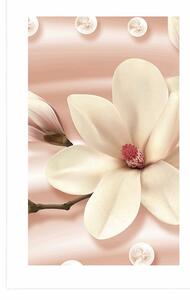 Plakat z passe-partout luksusowa magnolia z perłami