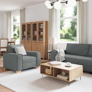 Sofa 3 szt. ciemnoszary tkanina lniana