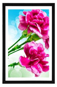 Plakat z passe-partout kwiat goździka