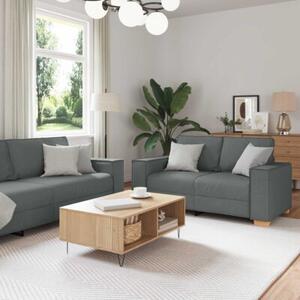 Sofa 3 szt. ciemnoszary tkanina lniana