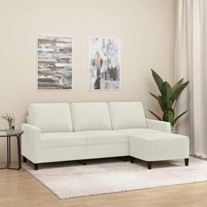 Sofa 3-osobowa, kremowa, 180 cm, tapicerowana aksamit