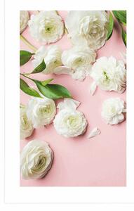 Plakat z passe-partout róże w romantycznym wzorze
