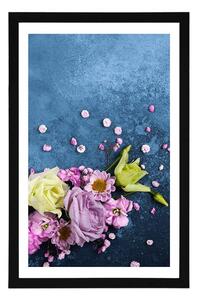 Plakat z passe-partout abstrakcyjne kwiaty