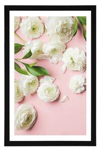 Plakat z passe-partout róże w romantycznym wzorze