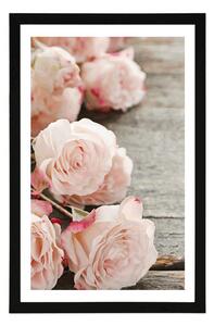 Plakat z passe-partout romantyczne róże