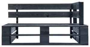 Ogrodowa ławka narożna z palet, drewno, czarna