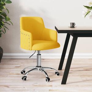 Obrotowe krzesło biurowe, musztardowe, tapicerowane tkaniną
