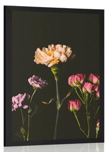 Plakat eleganckie kwiaty na ciemnym tle