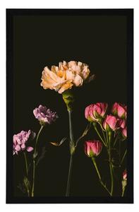 Plakat eleganckie kwiaty na ciemnym tle