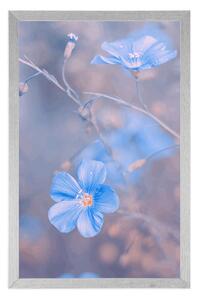 Plakat niebieskie kwiaty na vintage tle