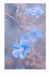 Plakat niebieskie kwiaty na vintage tle