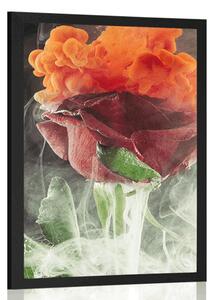 Plakat róża z abstrakcyjnymi elementami
