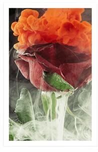 Plakat róża z abstrakcyjnymi elementami