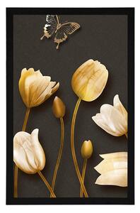 Plakat tulipany ze złotym motywem