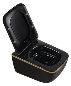 Miska WC HYDROSAN YUZU-BL-GL-TR-03 Prostokątny Czarny / Złoty pasek