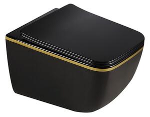 Miska WC HYDROSAN YUZU-BL-GL-TR-03 Prostokątny Czarny / Złoty pasek