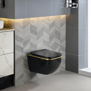 Miska WC HYDROSAN YUZU-BL-GL-TR-03 Prostokątny Czarny / Złoty pasek