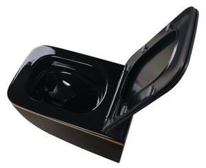 Miska WC HYDROSAN YUZU-BL-GL-TR-03 Prostokątny Czarny / Złoty pasek