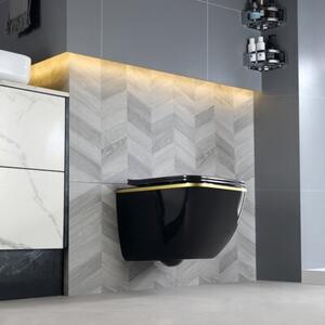 Miska WC HYDROSAN YUZU-BL-GL-TR-03 Prostokątny Czarny / Złoty pasek