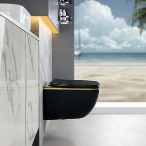 Miska WC HYDROSAN YUZU-BL-GL-TR-03 Prostokątny Czarny / Złoty pasek