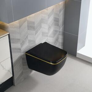 Miska WC HYDROSAN YUZU-BL-GL-TR-03 Prostokątny Czarny / Złoty pasek