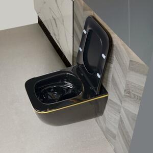 Miska WC HYDROSAN YUZU-BL-GL-TR-03 Prostokątny Czarny / Złoty pasek