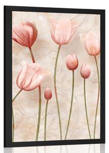 Plakat tulipanów w staroróżowym kolorze