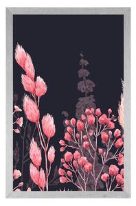 Plakat odmiany trawy na różowo