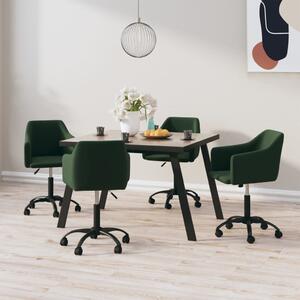 Obrotowe krzesła stołowe, 4 szt., ciemnozielone, aksamitne