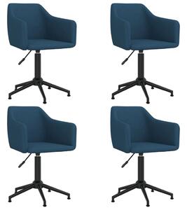Obrotowe krzesła stołowe, 4 szt., niebieskie, obite aksamitem