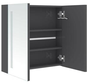 Szafka łazienkowa z lustrem, LED, szara z połyskiem 62x14x60 cm