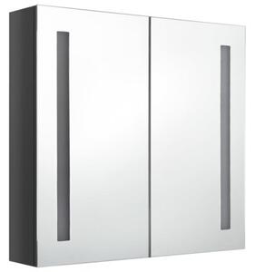Szafka łazienkowa z lustrem, LED, szara z połyskiem 62x14x60 cm