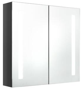 Szafka łazienkowa z lustrem, LED, szara z połyskiem 62x14x60 cm