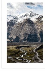 Plakat z passe-partout piękna górska panorama