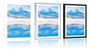 Plakat z passe-partout śnieżny krajobraz w Alpach
