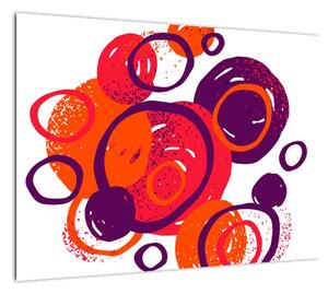 Obraz na szkle - Motyw z kółkami w ciepłych kolorach (70x50 cm)