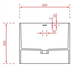 Umywalka wisząca TW18 z konglomeratu (solid surface) – 50 × 35 × 40 cm