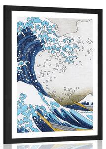 Plakat z passe-partout reprodukcja Wielka fala z Kanagawy - Katsushika Hokusai