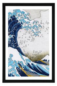 Plakat z passe-partout reprodukcja Wielka fala z Kanagawy - Katsushika Hokusai