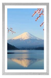 Plakat z passe-partout widok z jeziora na Fuji