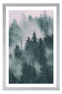 Plakat z passe-partout góry we mgle