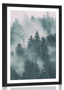 Plakat z passe-partout góry we mgle
