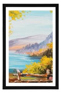 Plakat z passe-partout obraz olejny górskie jezioro