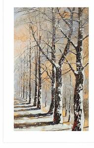 Plakat z passe-partout zimowa aleja drzew