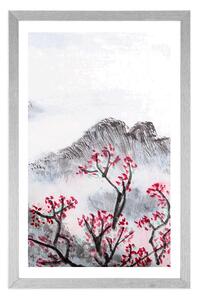 Plakat z passe-partout Chiński krajobraz we mgle