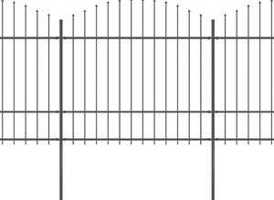Panele ogrodzeniowe z grotami, stal, (1,5-1,75)x11,9 m, czarne