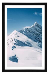 Plakat z passe-partout ośnieżone góry