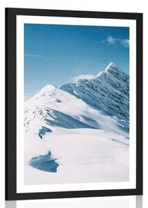 Plakat z passe-partout ośnieżone góry